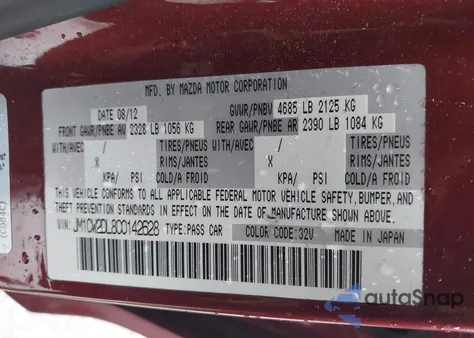 2012 Mazda Mazda5 Grand Touring z USA, uszkodzony, nr VIN JM1CW2DL8C0142628